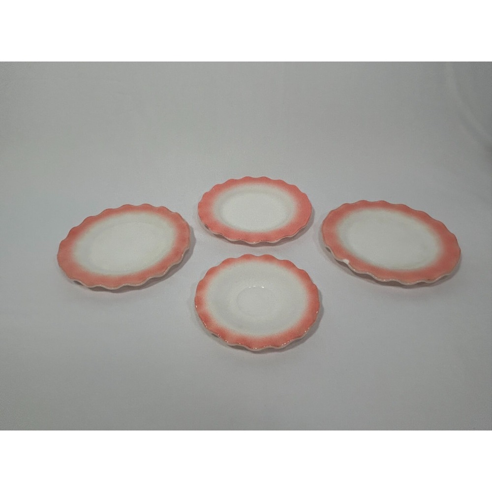 VTG Hazel Atlas Pink Depression Crinoline Ripple Ruffle Edge 3 Plates‎ 1 Saucer - Picture 3 of 10